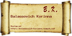Balassovich Korinna névjegykártya